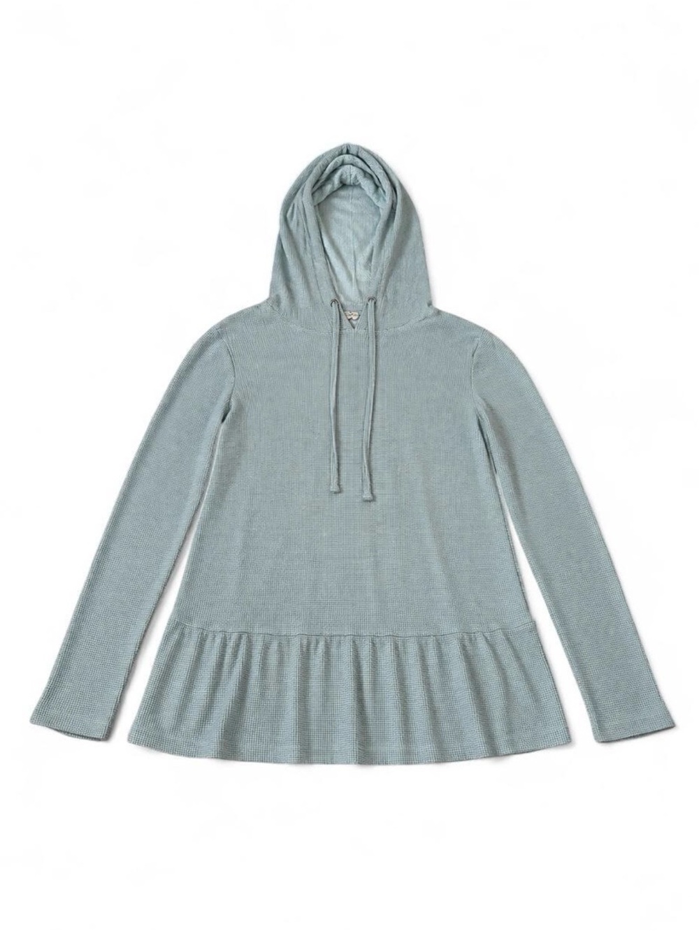 Jane and Delancey Sage Green Waffle Knit Peplum Hoodie Women’s Medium